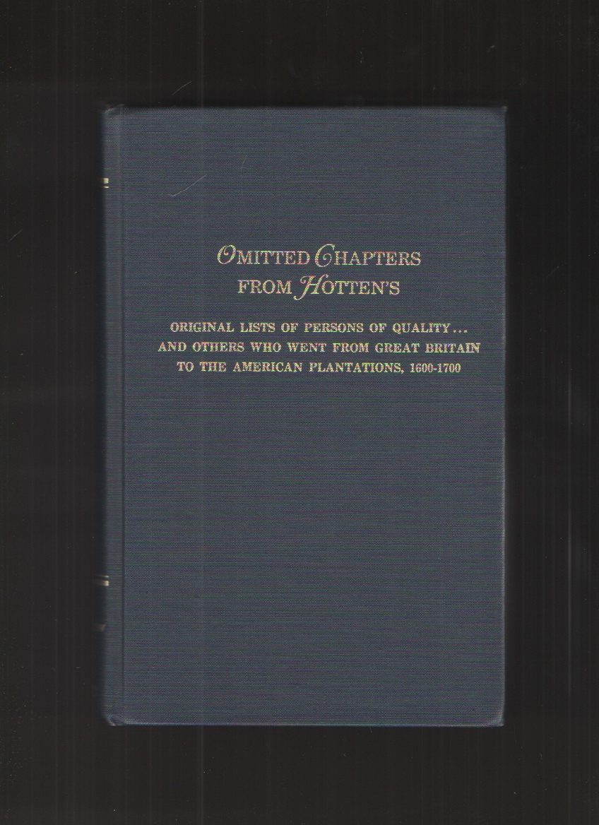 Image for Omitted Chapters from Hotten's Original Lists of Persons of Quality . . .